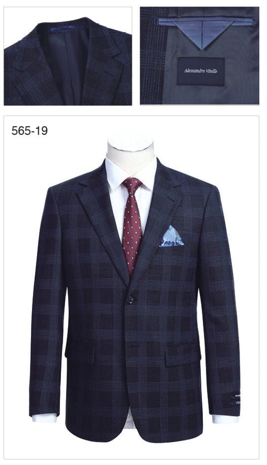 Alessandro Vitello by Renoir Men's Slim Fit Sport Coat 565 19 - Premium Italian Wool Blazer for Business, Weddings & Formal Events