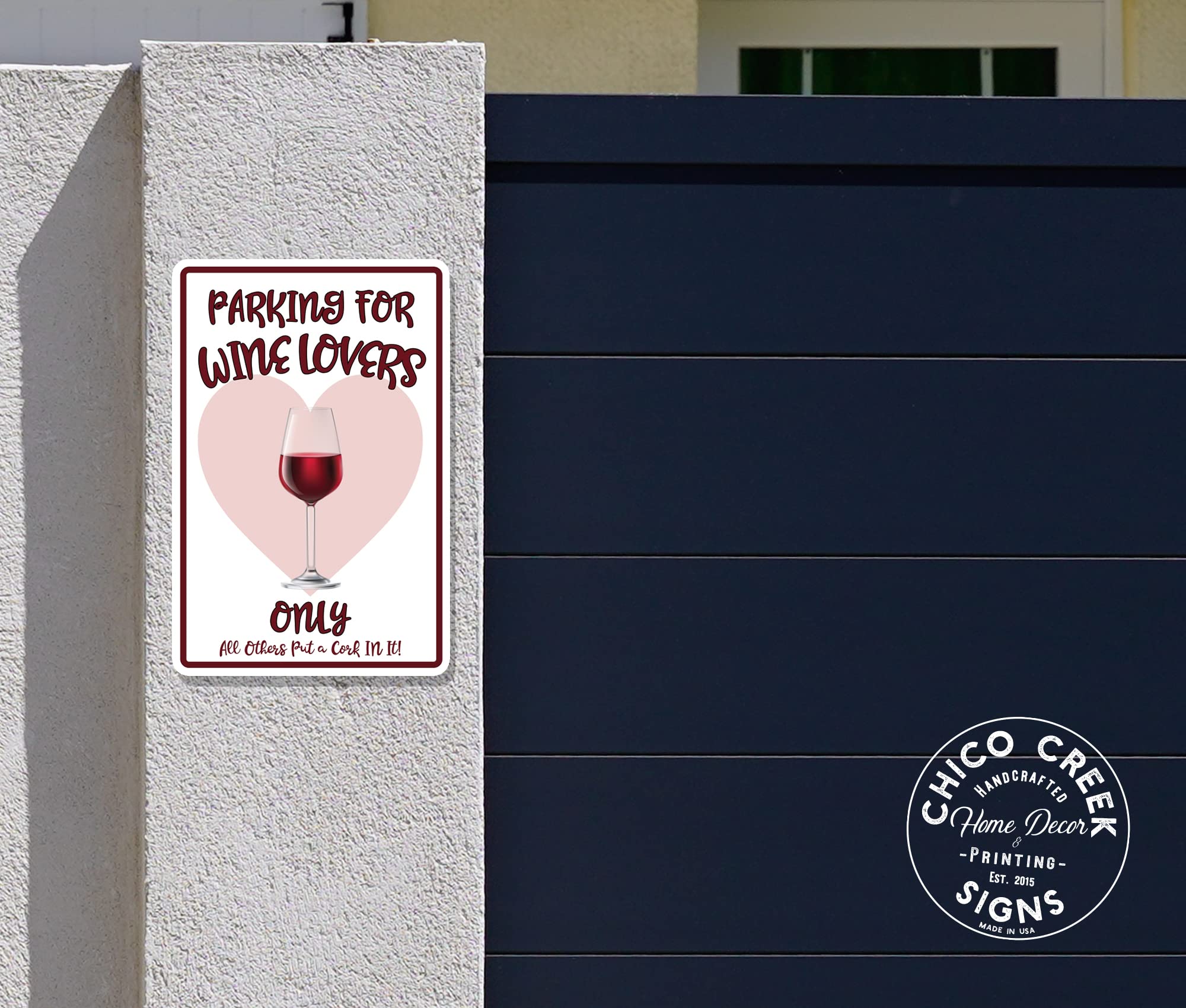 Funny Wine Lovers Parking Only Sign - 8x12 Inch Novelty Home Bar Decor - Perfect for Wine Cellar, Man Cave & Gift Giving