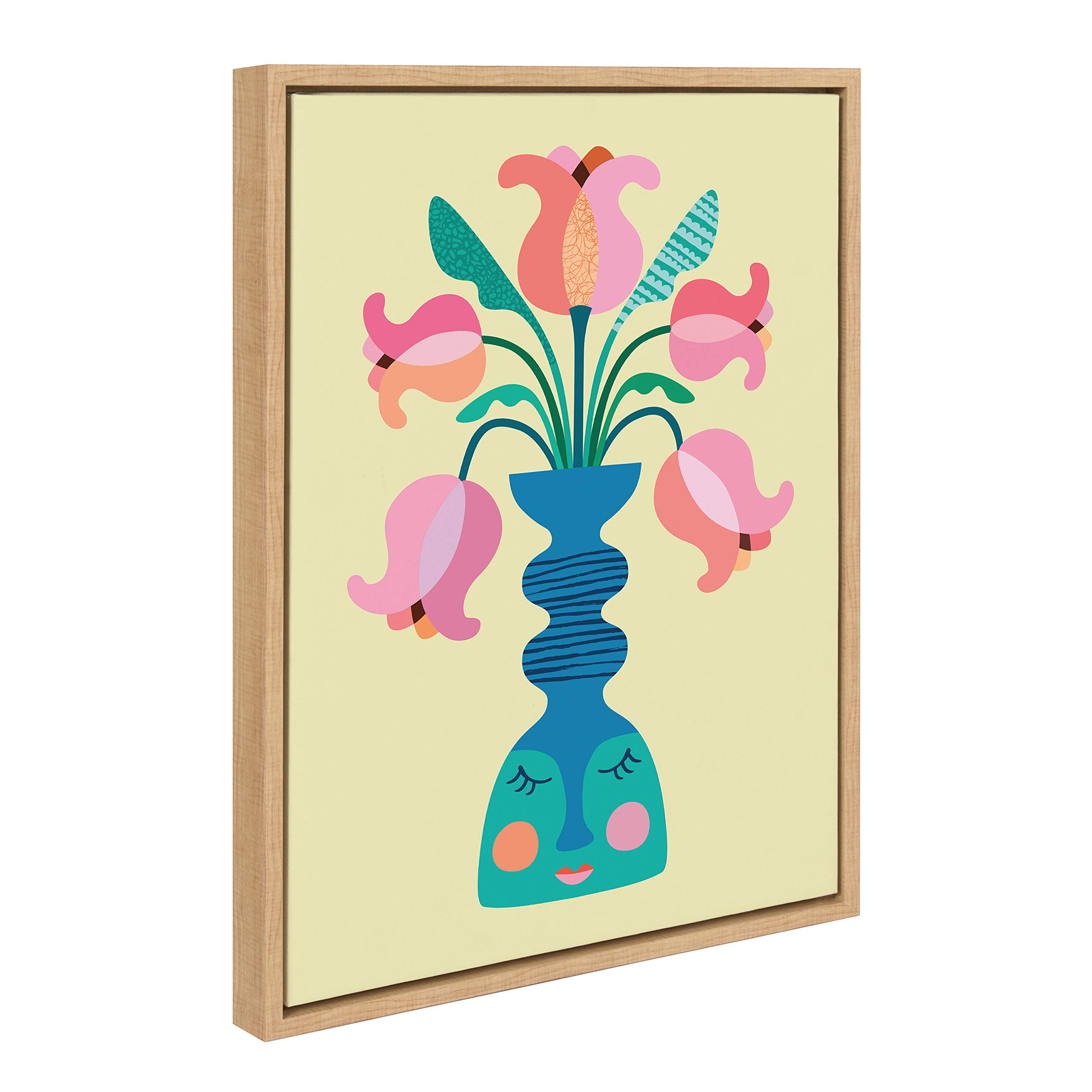 Mid Century Modern Tulips Framed Canvas Wall Art - 18x24 Floral Home Decor by Rachel Lee | Chic Botanical Print for Living Room, Bedroom & Office