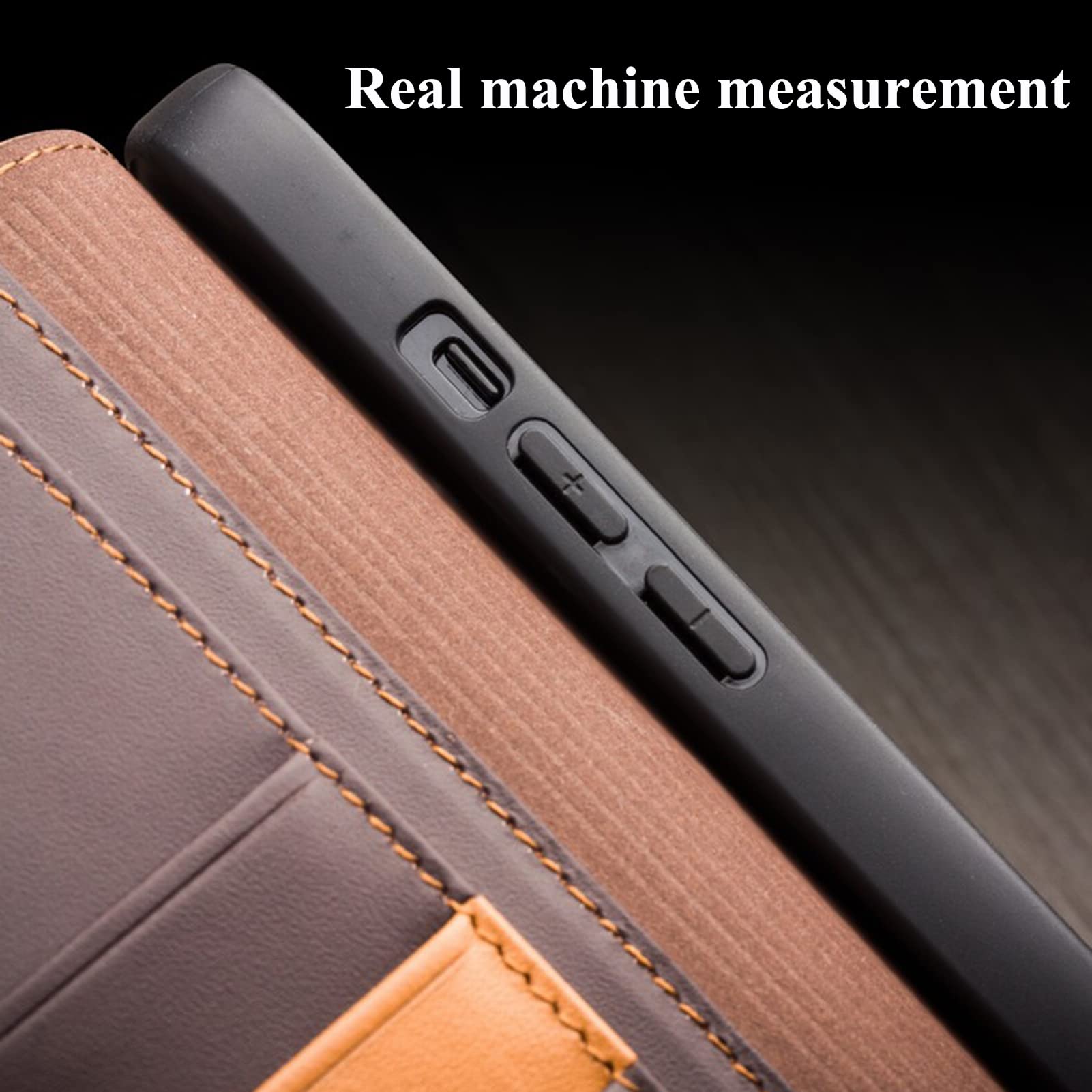 Genuine Leather Wallet Case for iPhone 13/13 Pro/13 Pro Max - Shockproof TPU Cover with Card Slots & Viewing Stand | Black | 6.1