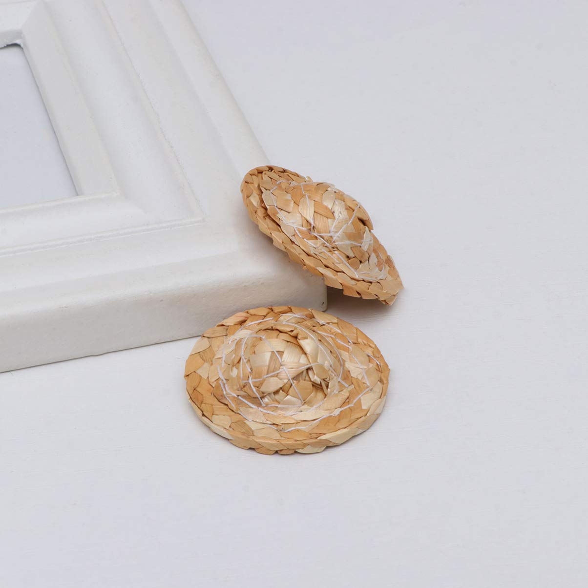 Mini Doll Straw Hat - 12pcs Handcraft Woven Cap for DIY Doll Toys (4cm) - Perfect for Doll Accessories & Crafting
