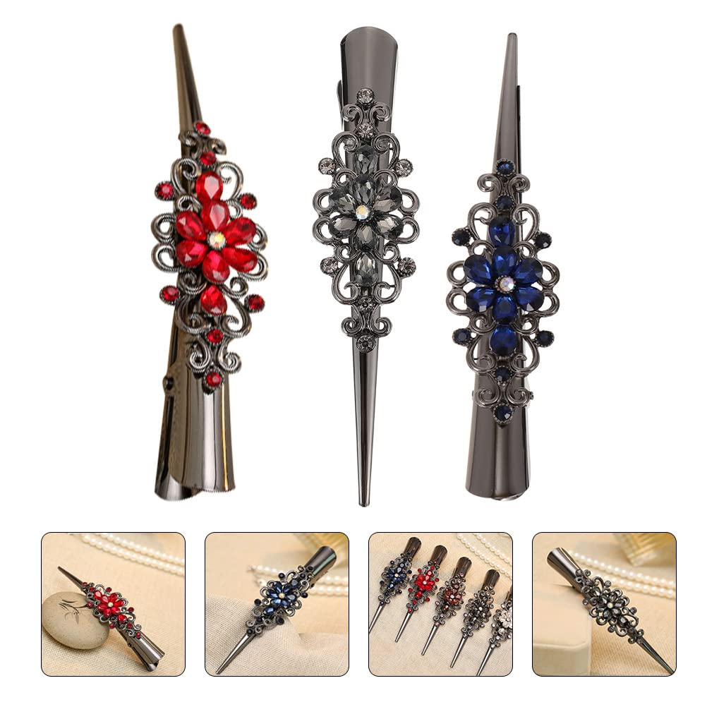 3pcs Vintage Hair Clips for Women & Girls - Retro Hair Tying & Sectioning Clips - Perfect for Styling, Braiding, and Salon Use