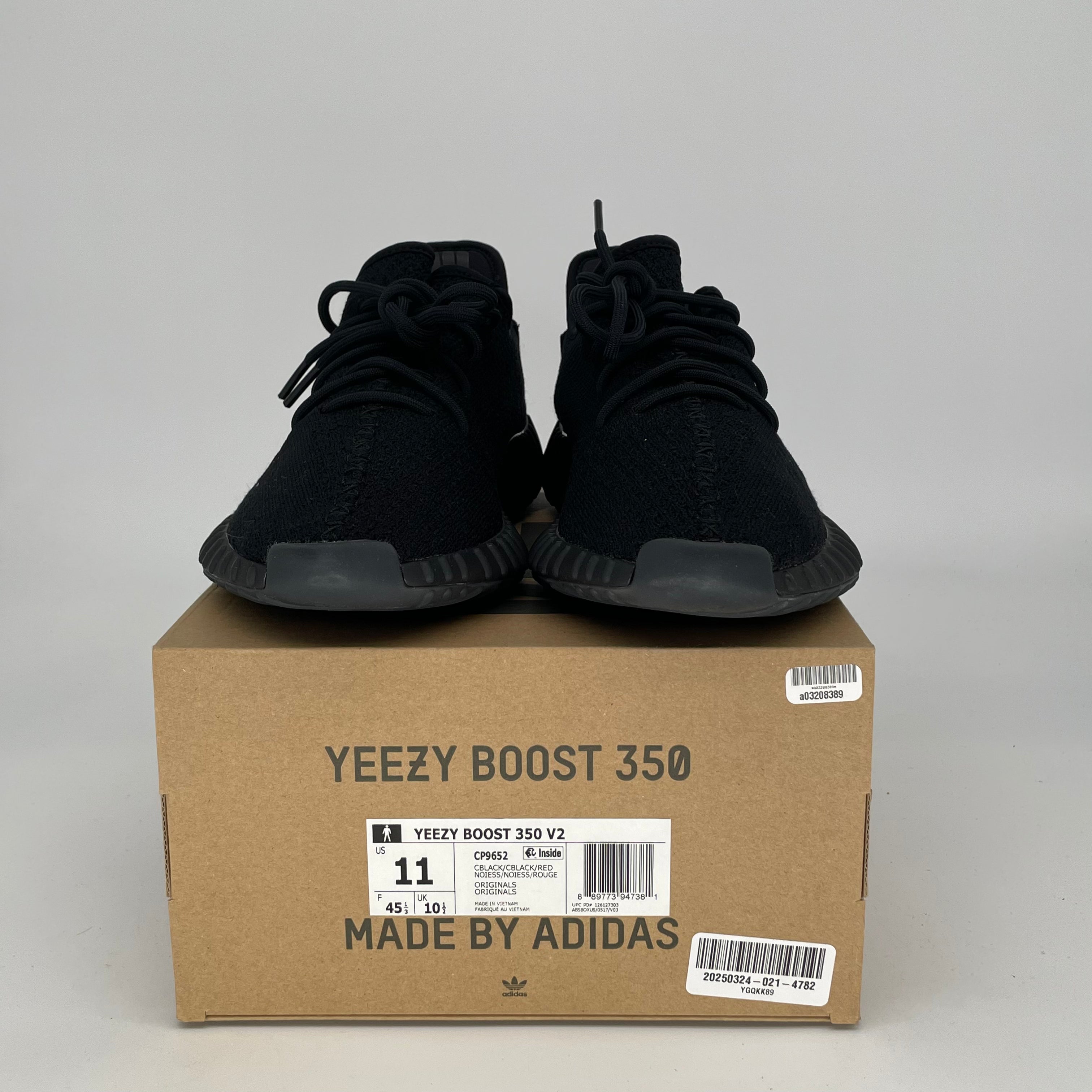Adidas Yeezy Boost 350 V2 Black Red Sneakers - Men's Size 11 | CP9652 - Running, Casual & Streetwear Fashion