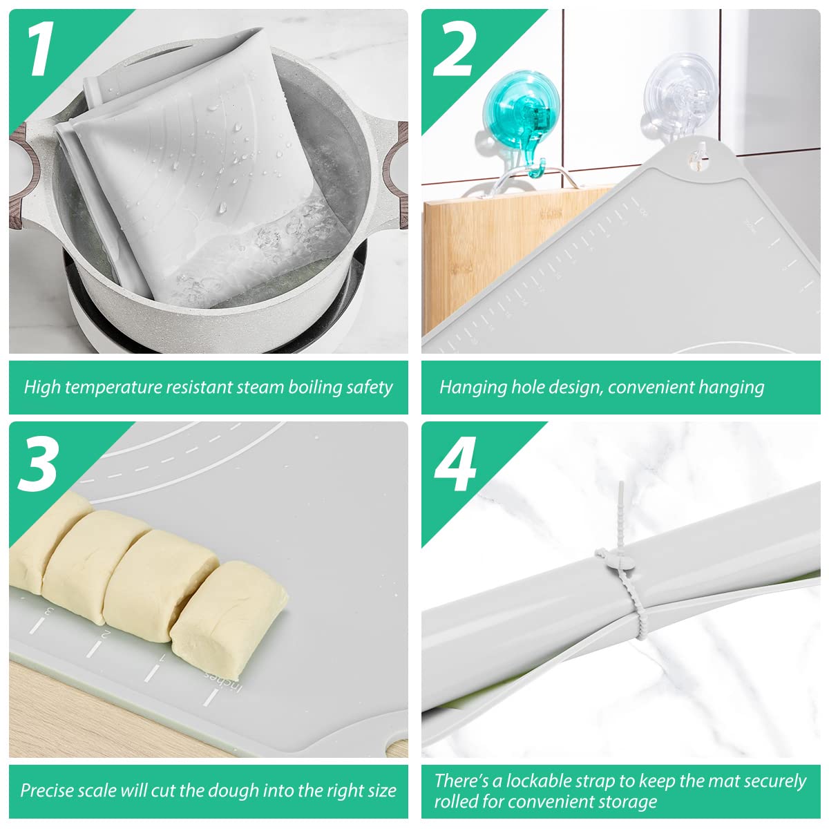 24x16 Inch Extra Thick Non-Stick Silicone Baking Mat - Food Grade Pastry Dough Rolling Mat with Raised Edges for Cookies, Pies & Bread Making | Perfect for Home Bakers & Professional Kitchens