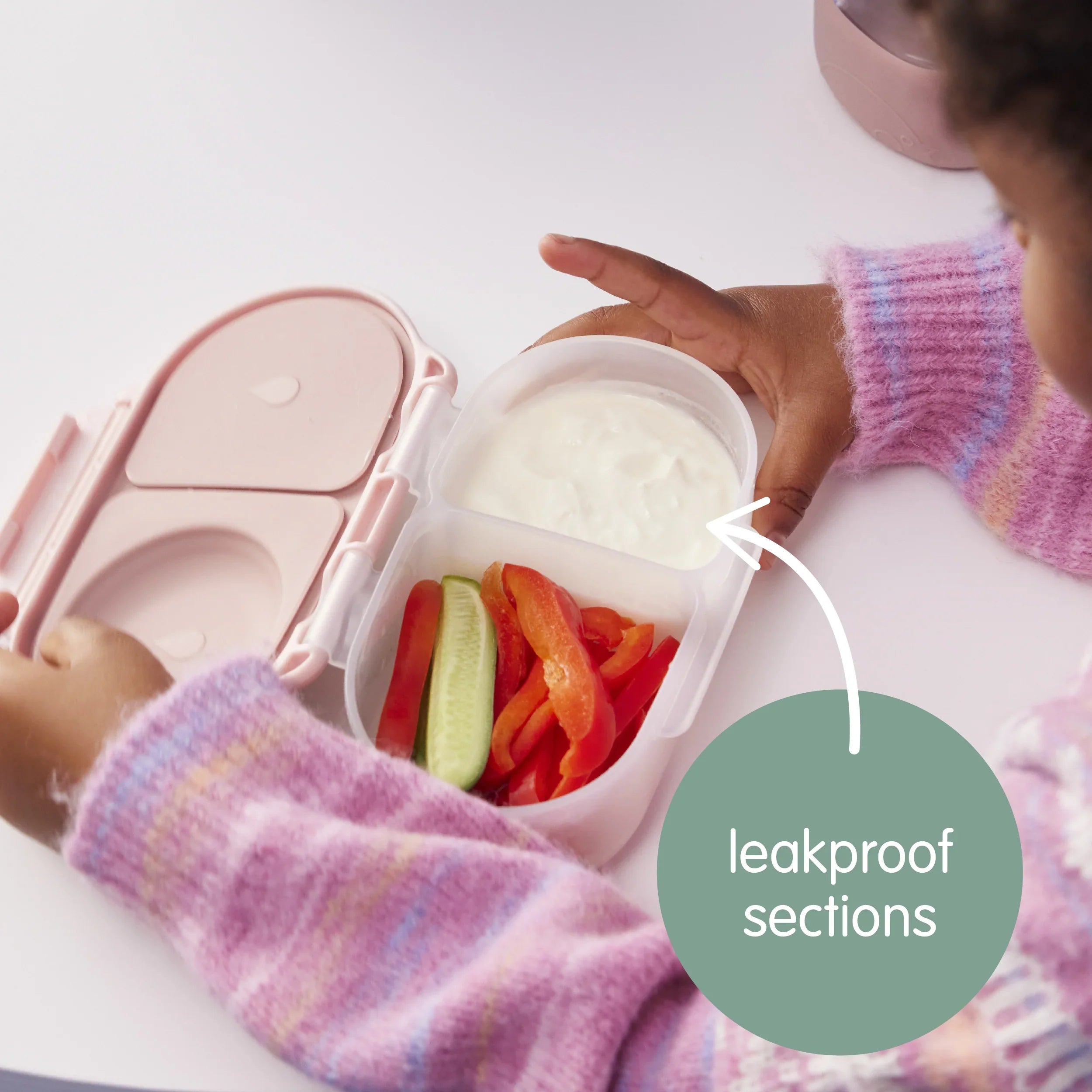 b.box Snack Box for Kids - Leak Proof & BPA Free Food Container | Blush Crush Color | Perfect for School Lunches, Travel & On-the-Go Snacks