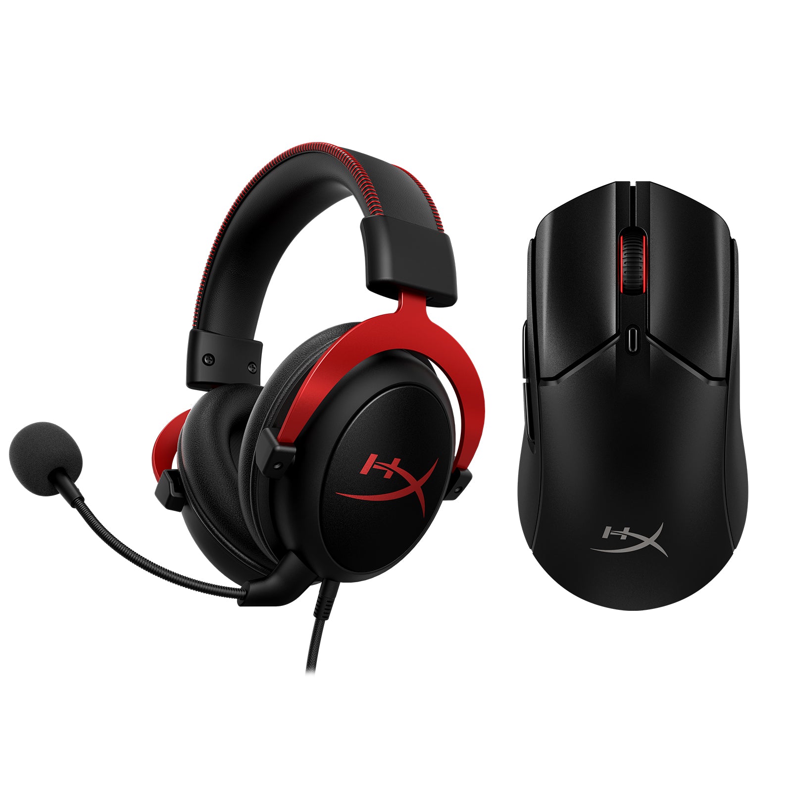 HyperX Cloud II Wired Gaming Headset & Pulsefire Haste 2 Wireless Mouse Combo Bundle - Perfect for PC, PS5, Xbox Gaming & Streaming