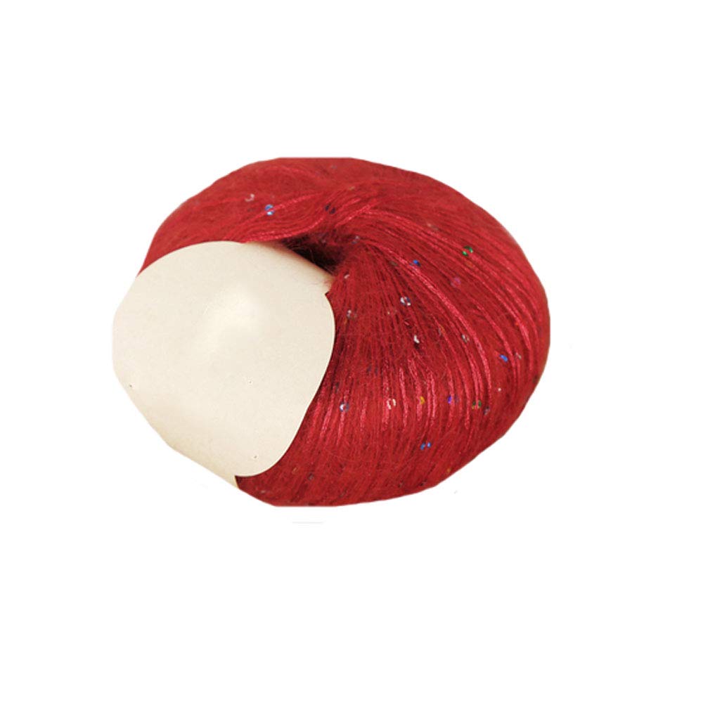100g Lurex Mohair Yarn - Red Sparkly Wool Yarn with Sequins for Knitting & Crochet | Soft Sequined Yarn for DIY Winter Hats, Sweaters, Shawls & Accessories | Perfect for Holiday Crafts, Gift Making & Cozy Winter Projects