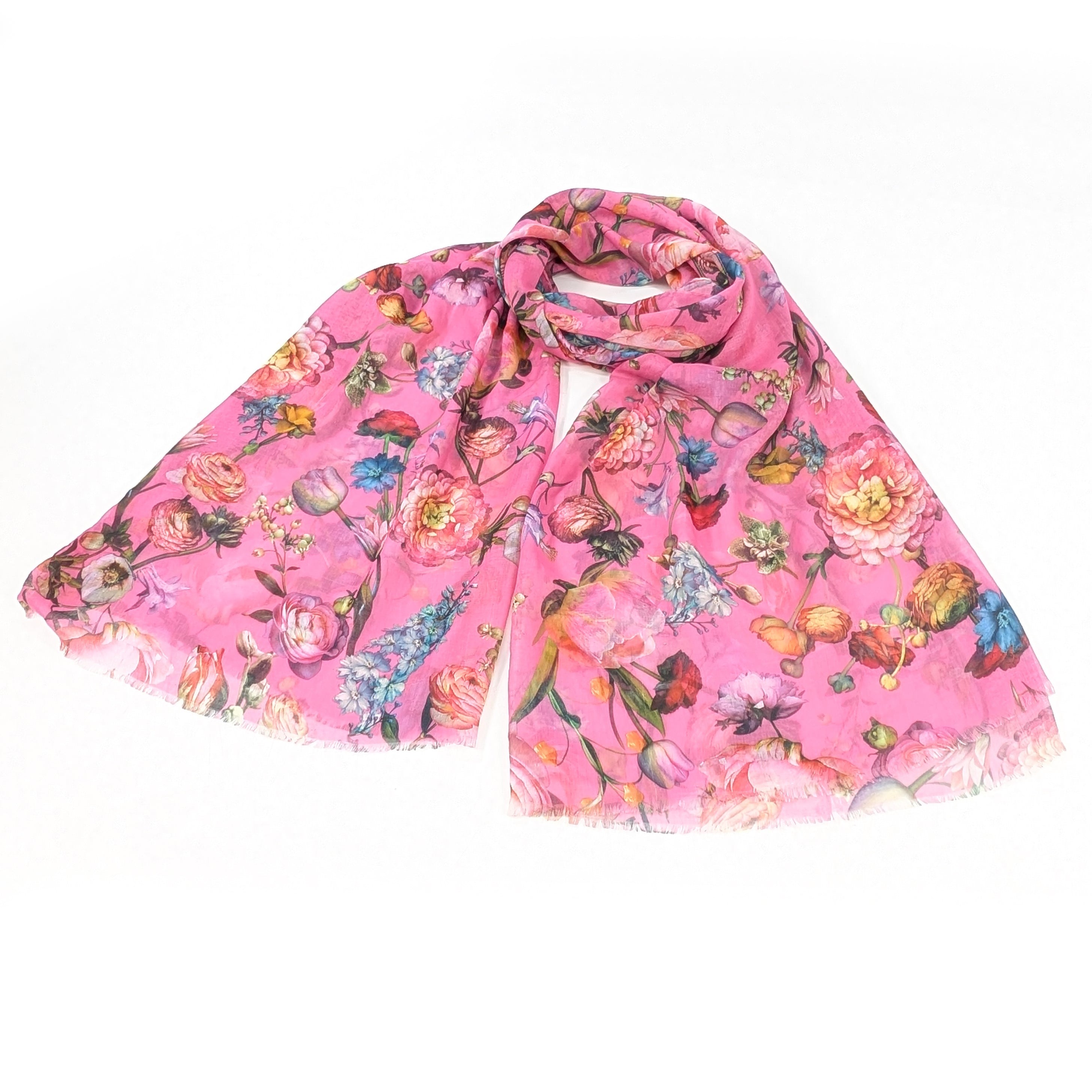 Silky Floral Scarf for Women - Soft Pink Elegant Fashion Accessory (70x180cm) - Perfect for Office, Party & Everyday Wear