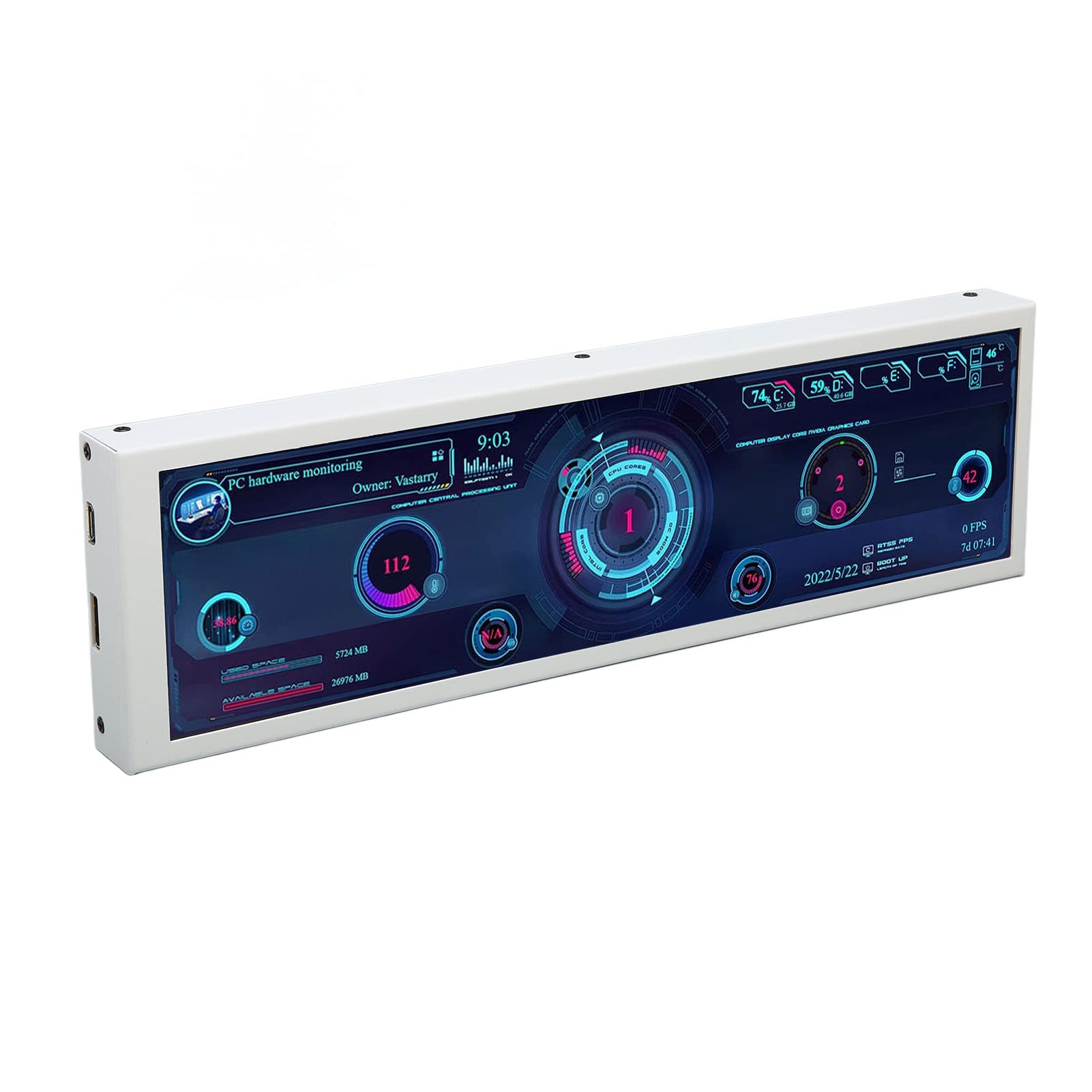 8.8 Inch IPS USB PC Temperature Monitor - CPU RAM HDD Data Display for Computer Case with Auto Off & Theme Editor | Perfect for Gaming Rigs, Workstations & PC Build Monitoring