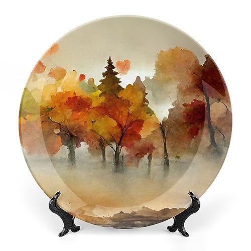 Autumn Watercolor Painting With Maple Tree