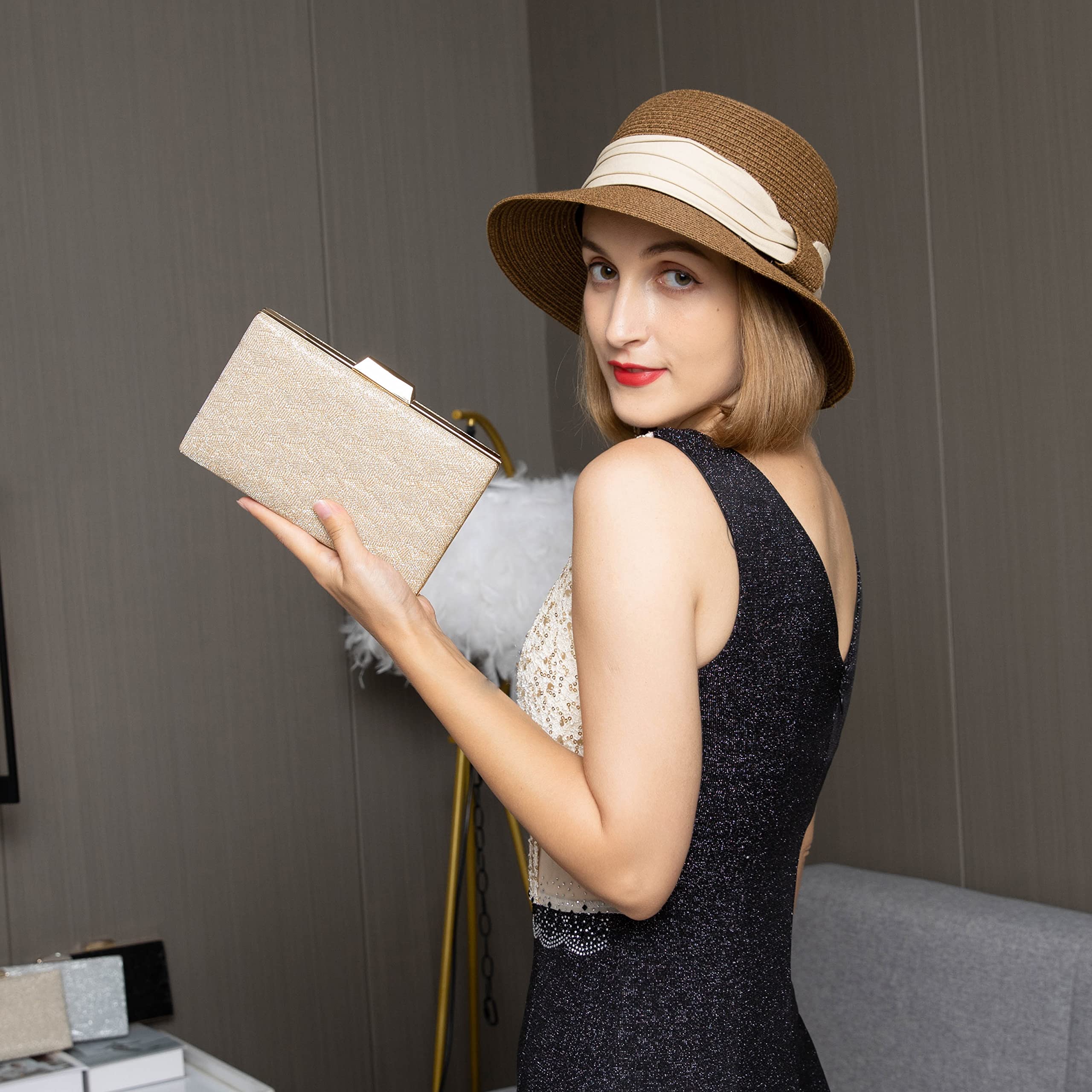 Elegant Gold Clutch Purse for Women - Luxury Evening Bag for Wedding, Party, Bridal & Prom - Stylish Shoulder Handbag - Perfect for Formal Events & Special Occasions