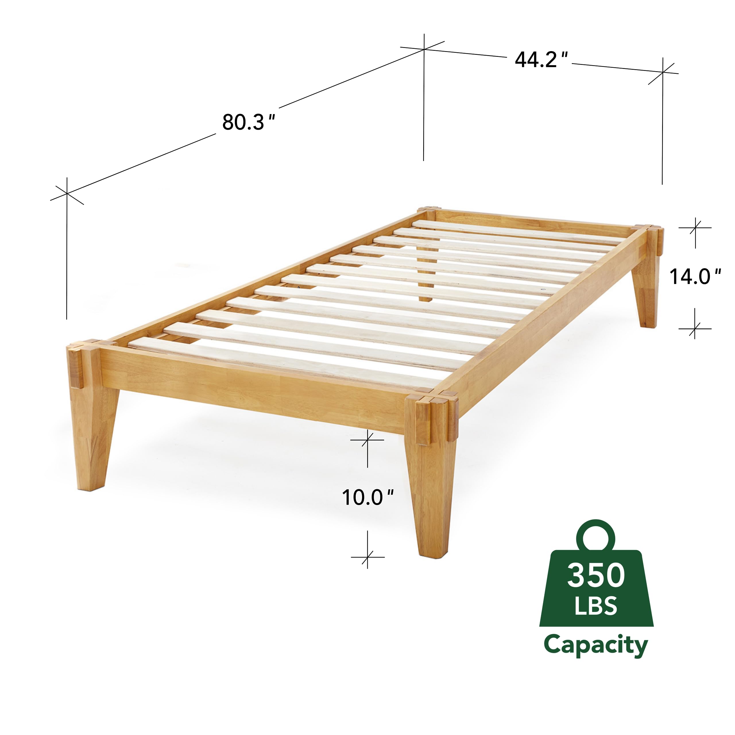 Bme Chalipa Twin Bed Frame - 14 Inch Acacia Wood Platform Bed with Slat Support, Japanese Joinery Design | No Box Spring Needed | Easy Assembly | Minimalist Modern Bohemian Style Bedroom Furniture | Perfect for Small Spaces, Guest Rooms & Kids' Rooms