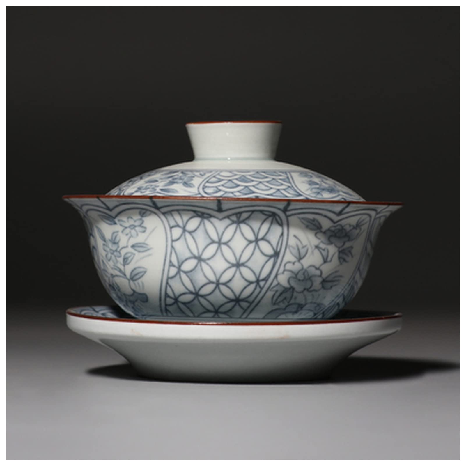 Premium Blue-and-White Porcelain Gaiwan Tea Set - 120ml Ceramic Teacup with Lid, Saucer & Bowl - Traditional Chinese Tea Brewing Accessories - Perfect for Gongfu Tea Ceremony, Home Tea Party & Asian Tea Culture Experience