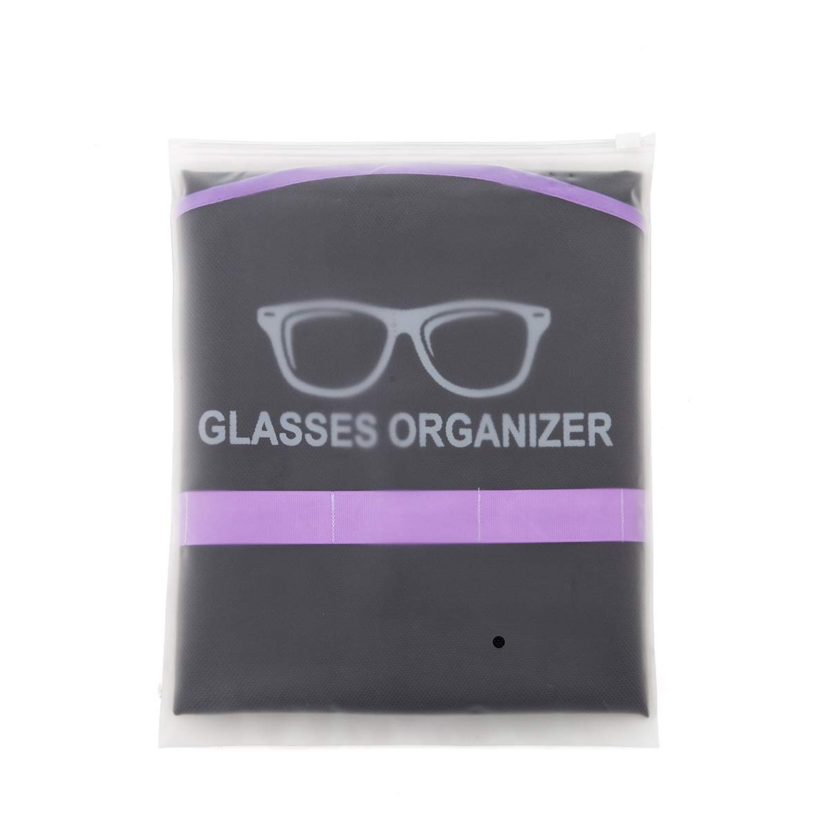 TRIUMPH VISION Black & Purple Wall-Mounted Sunglasses Organizer with 20 Slots - Hanging Glasses Display Stand | Durable Oxford Sunglasses Storage Case for Home, Office, or Retail Store