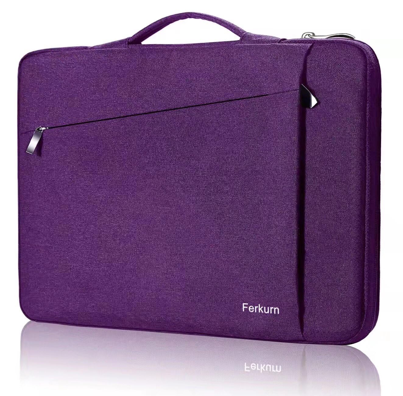Ferkurn 14 Inch Purple Laptop Sleeve for MacBook Pro 2021, Asus Notebook, Acer Chromebook - Handmade Protective Case with Zipper - Perfect for Work, School & Travel