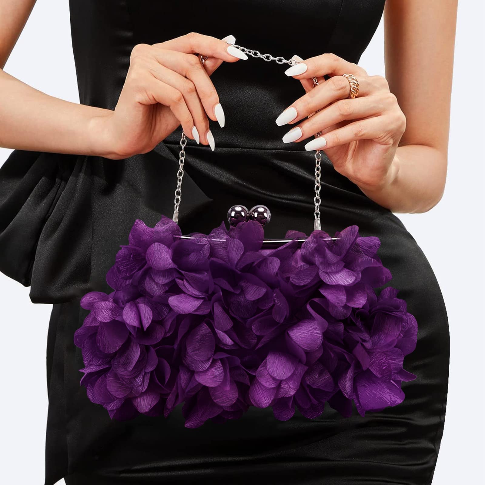 Elegant Women's Evening Purse - Small Floral Clutch Bag with Detachable Chain for Wedding, Party, Prom | Perfect for Formal Events, Date Nights & Special Occasions