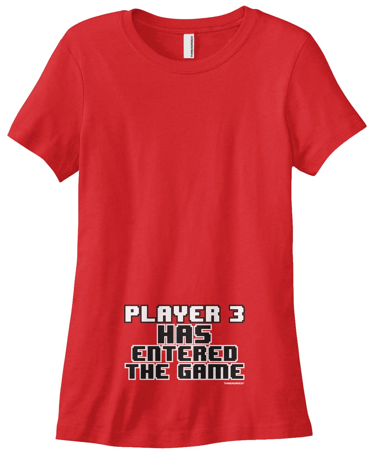 Threadrock Women's Player 3 Has Entered The Game Pregnancy Announcement T-Shirt | Funny Maternity Tee for Baby Reveal & Gender Parties | Gamer Mom Gift