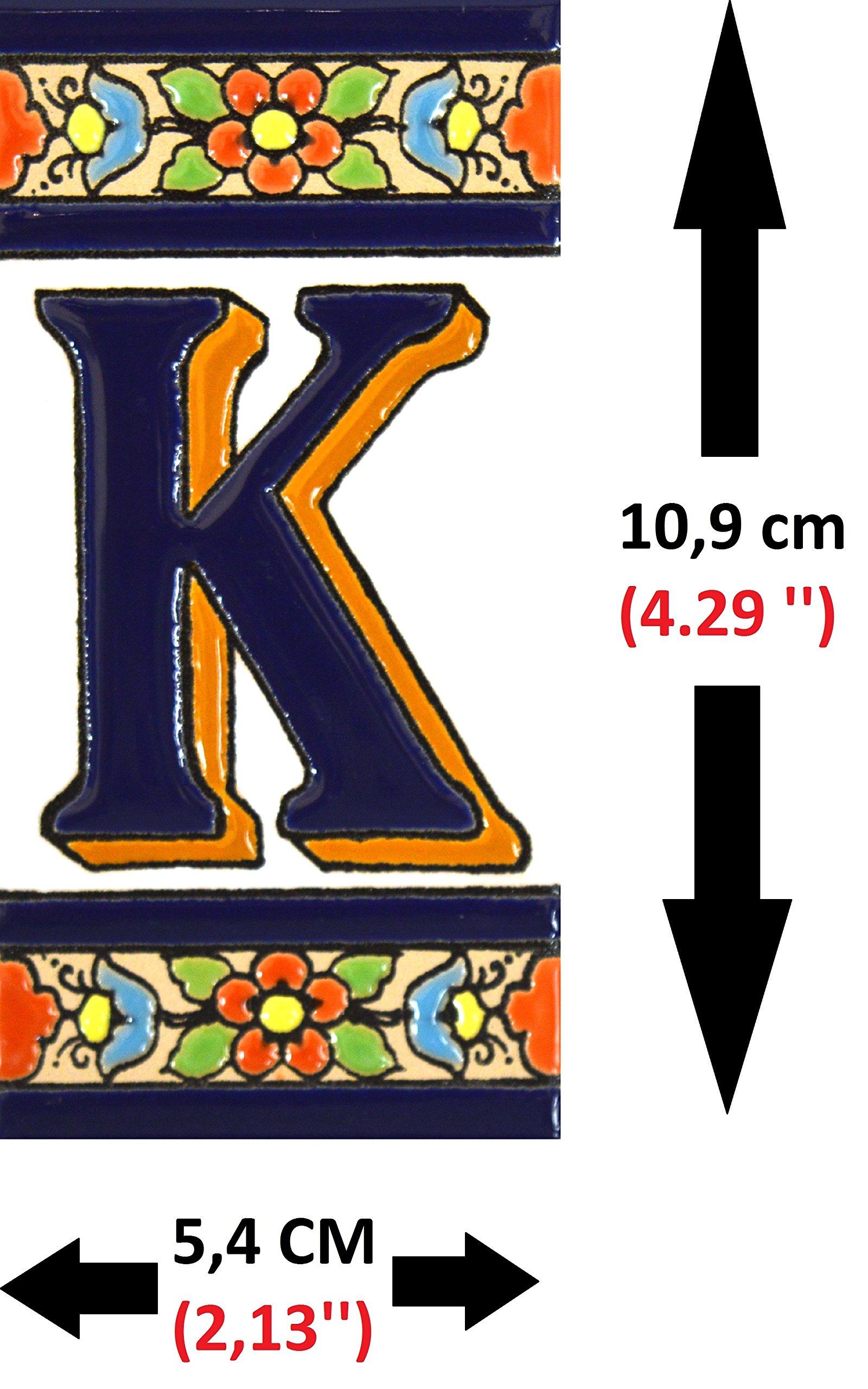 4 Inch Handpainted House Letter Tiles - Custom Address Signs, House Numbers & Names - Flores Mediano Design (4.29