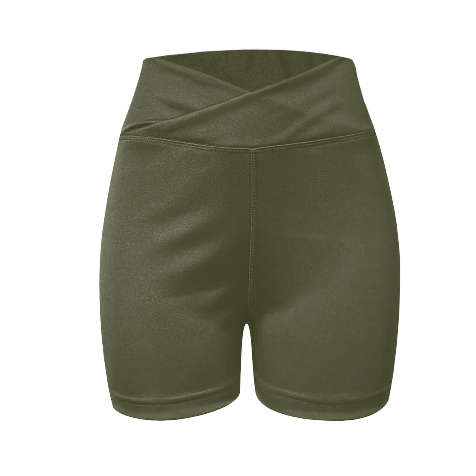 High Waist Lifting Women's Biker Shorts - Tummy Control Workout & Yoga Shorts with V-Cross Waist - Spandex Butt Lifting Shorts for Women (Green, Large) | Perfect for Gym, Running, Cycling & Lounge Wear