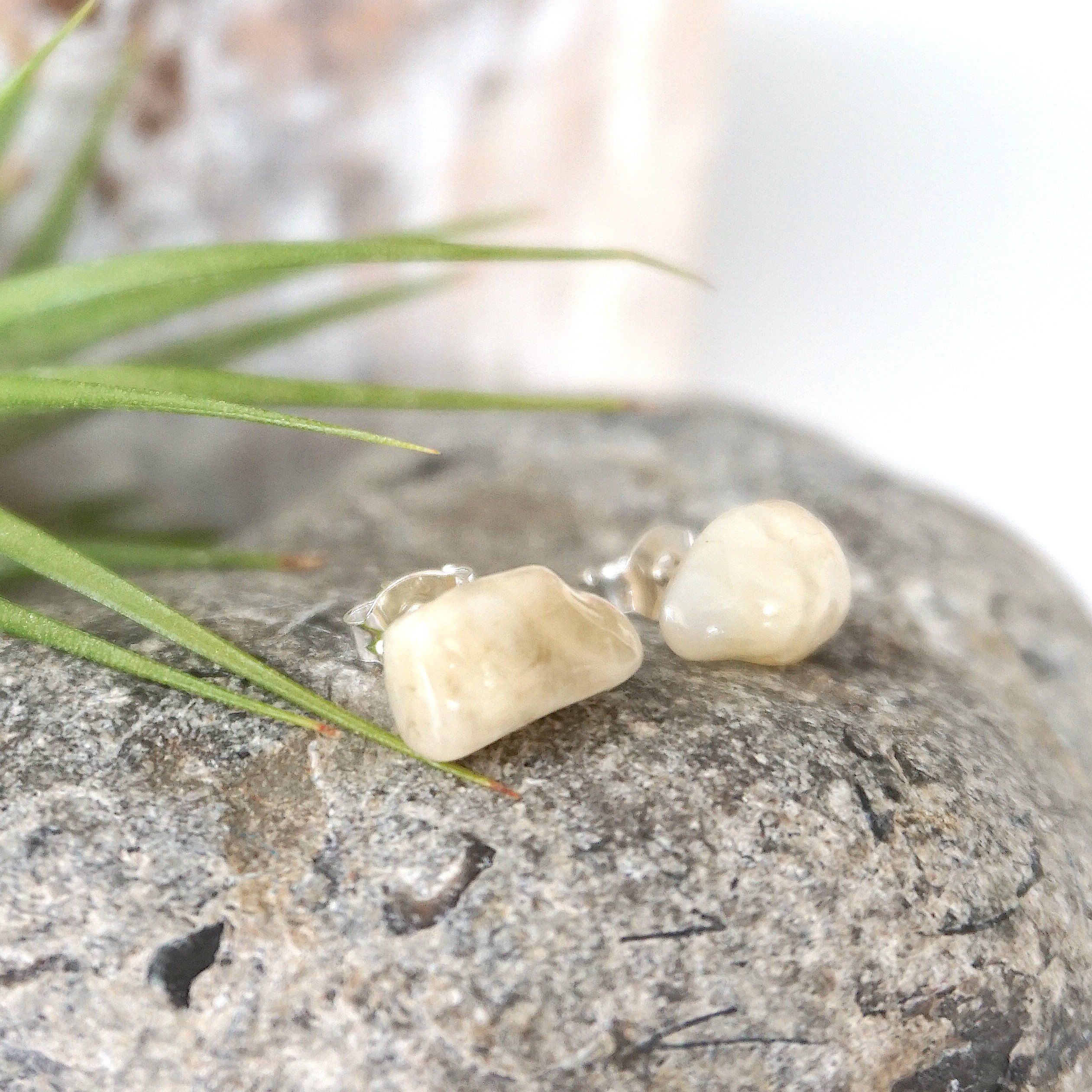 Moonstone Stud Earrings for Women - Hypoallergenic Sterling Silver Post Earrings for Everyday Wear & Special Occasions