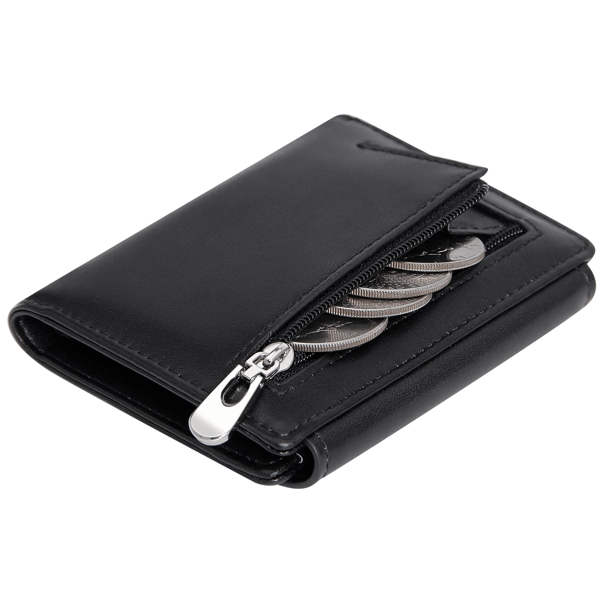 GEEAD RFID Blocking Small Wallet for Women - Slim Zipper Coin Pocket & Credit Card Holder - Perfect for Travel, Shopping, and Everyday Use