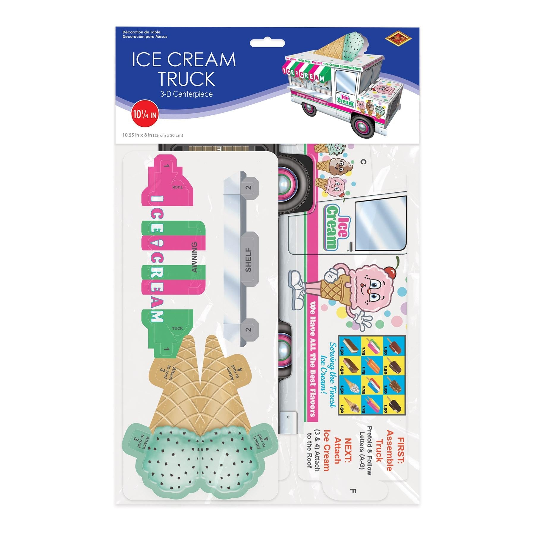 12 Pack Beistle 3D Ice Cream Truck Party Centerpieces - Fun Summer Birthday Decorations for Kids, Ice Cream Socials & Carnival Themed Parties