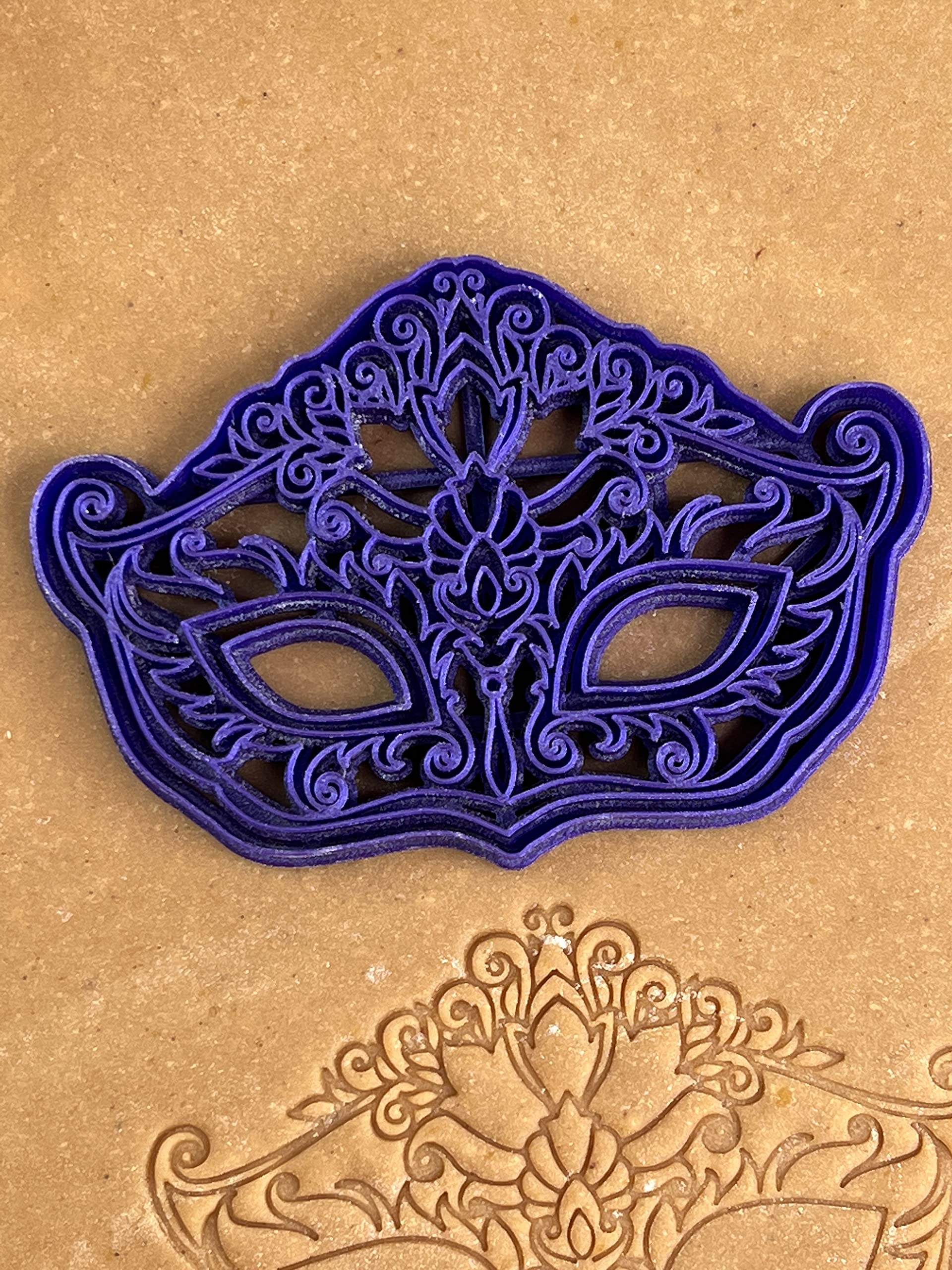 Premium 5.5-inch Purim Mask Cookie Cutter Mold - Galaxy Purple | Designed by Miriam's Kitchen | 3D Printed Baking Tool for Jewish Holiday Cookies, Hamantaschen & Purim Party Treats