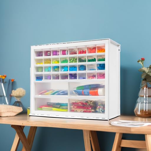 IRIS USA 36-Drawer Small Parts Organizer Cabinet - Screw, Nut, Bolt & Electronic Component Storage for Garage, Workshop, Craft Room & Office - White Tool Chest for Hardware, Beads, Scrapbooking & Hobby Supplies