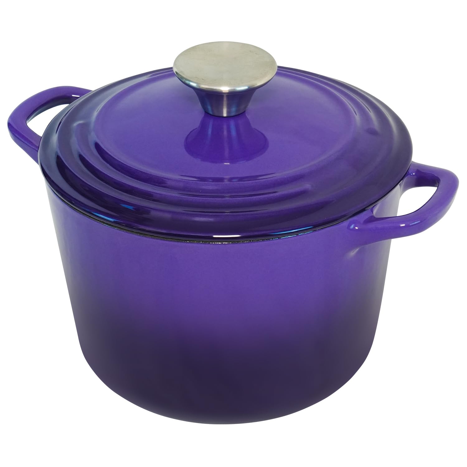 1.8 qt Purple Enameled Cast Iron Dutch Oven with Lid - Perfect for Bread Baking, Rice Cooking & Stews - Heavy Duty Oven Safe Pot with Handles for Stovetop, Oven & Camping Use