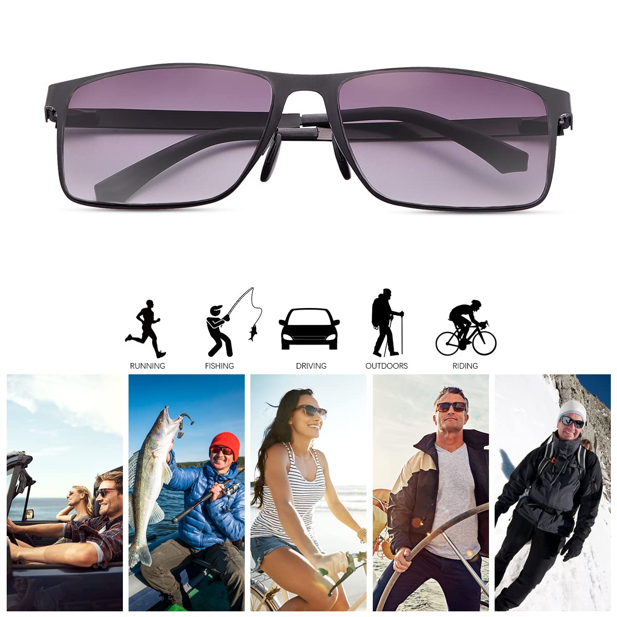 UV Protection Reading Glasses with Spring Hinge - Anti Blue Light Sunglasses for Men & Women - Non-Bifocal Readers for Outdoor Reading, Driving & Computer Use