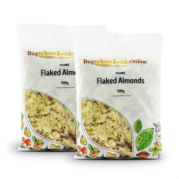 Organic Flaked Almonds 1kg (2.2lb) - Whole Foods, Non-GMO, Unsalted | Perfect for Baking, Smoothies & Healthy Snacks