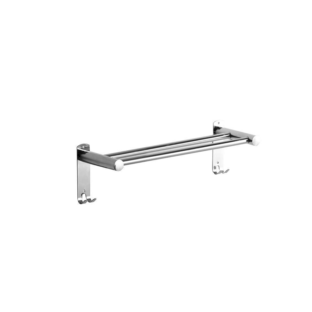 Stainless Steel Wall Mounted Towel Rack - Double Thick Rustproof & Waterproof Bathroom Organizer, No Drilling Adhesive Hanging Stand (60cm) - Perfect for Small Bathrooms, Kitchens, and Laundry Rooms