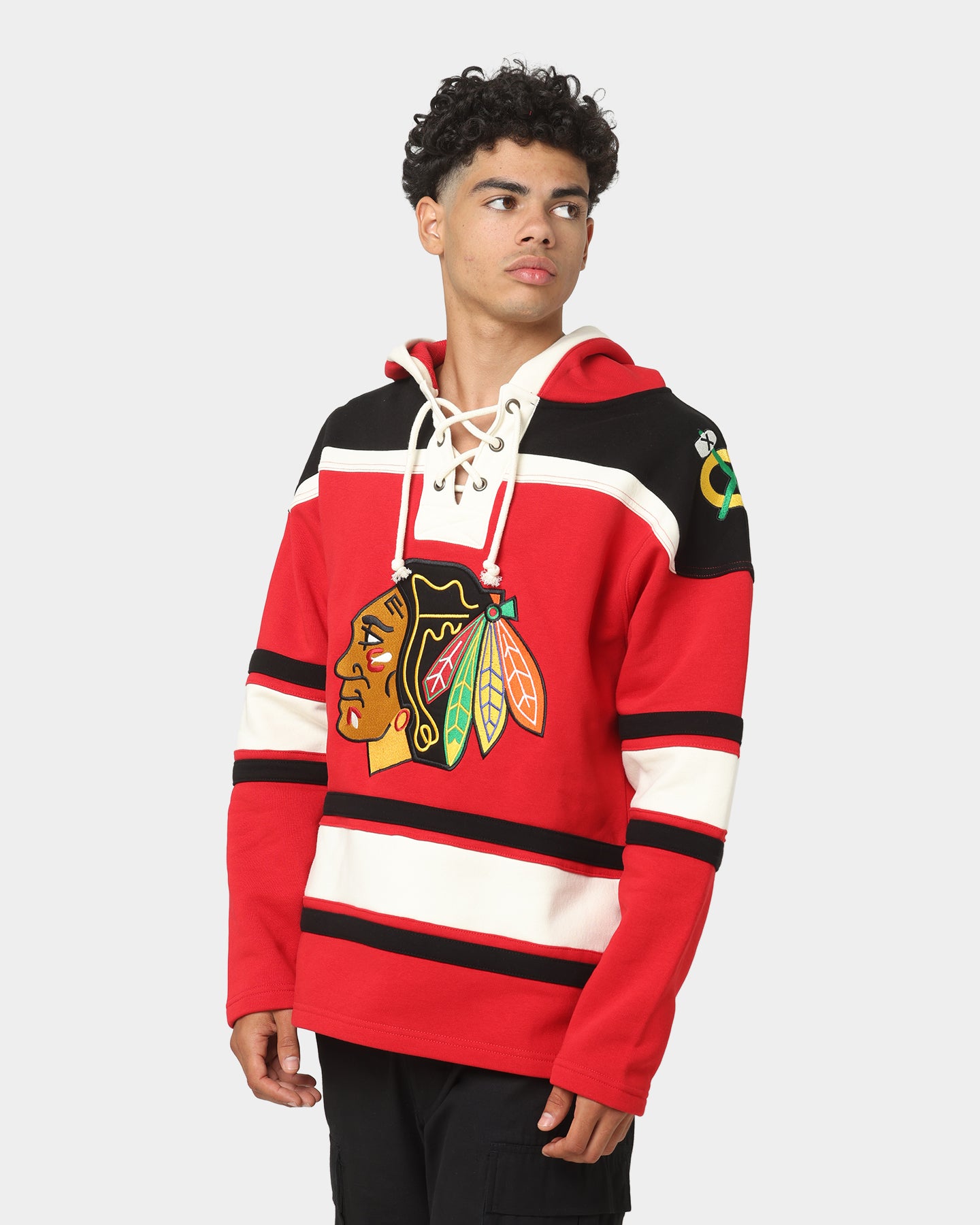 47 Brand Chicago Blackhawks Superior Lacer Hoodie - Red NHL Team Hooded Sweatshirt for Men & Women | Game Day, Casual Wear & Outdoor Activities