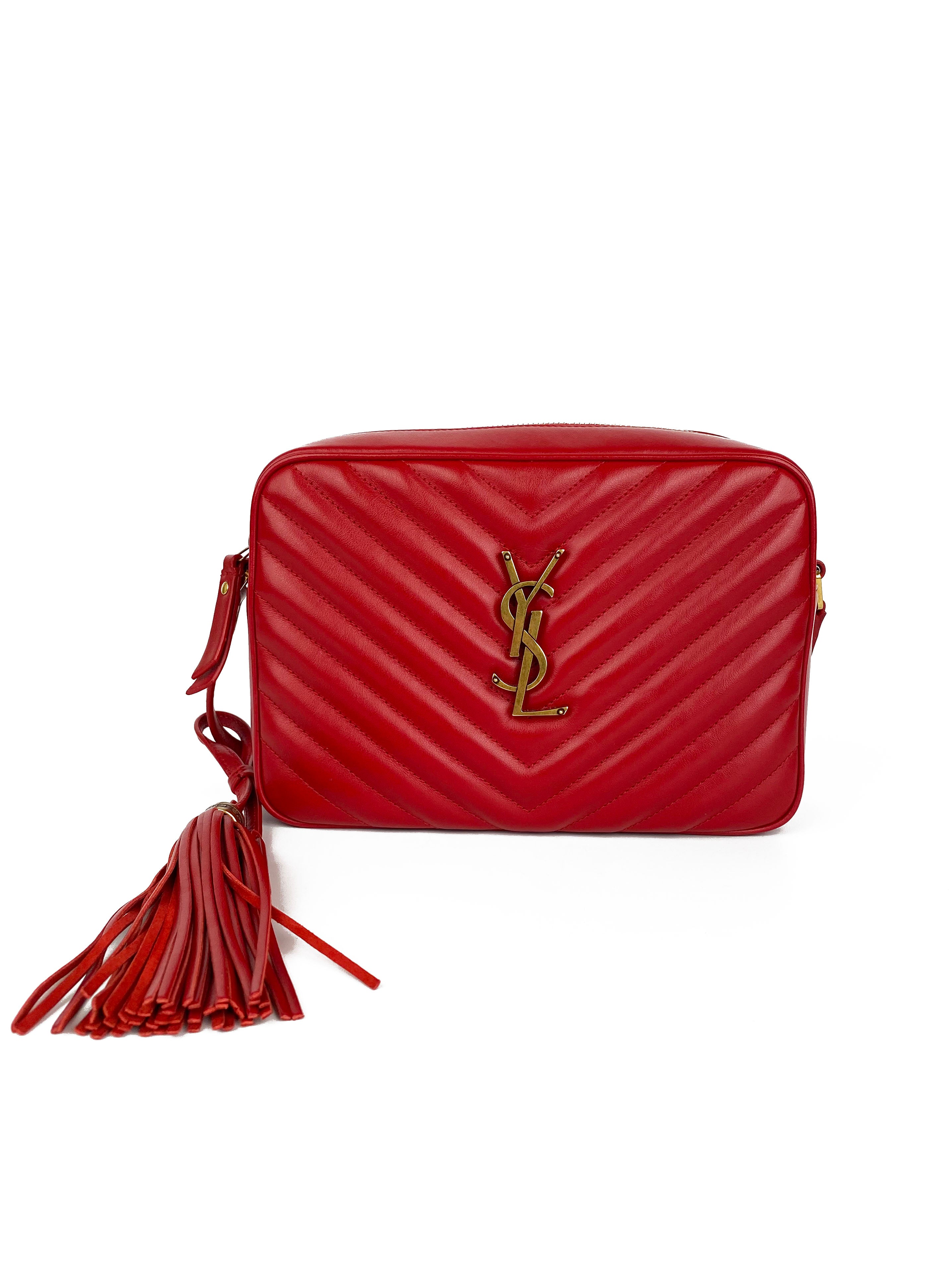 Saint Laurent Red Lou Camera Bag - Luxury Crossbody Bag for Women | Perfect for Parties, Travel & Everyday Use