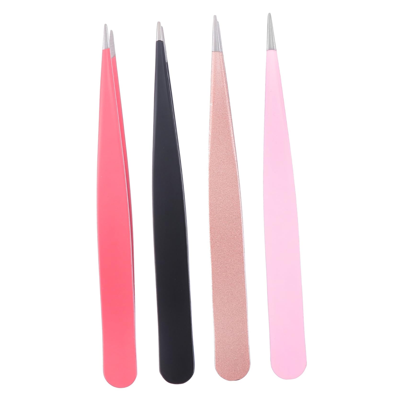 4pcs Stainless Steel Eyebrow Tweezers - Colored Eyebrow Clips, Facial Hair Removal Tool, Eyebrow Trimmer & Pointed Tip Beauty Tweezers for Precise Grooming | Perfect for Eyebrow Shaping, Facial Hair Removal & Makeup Application