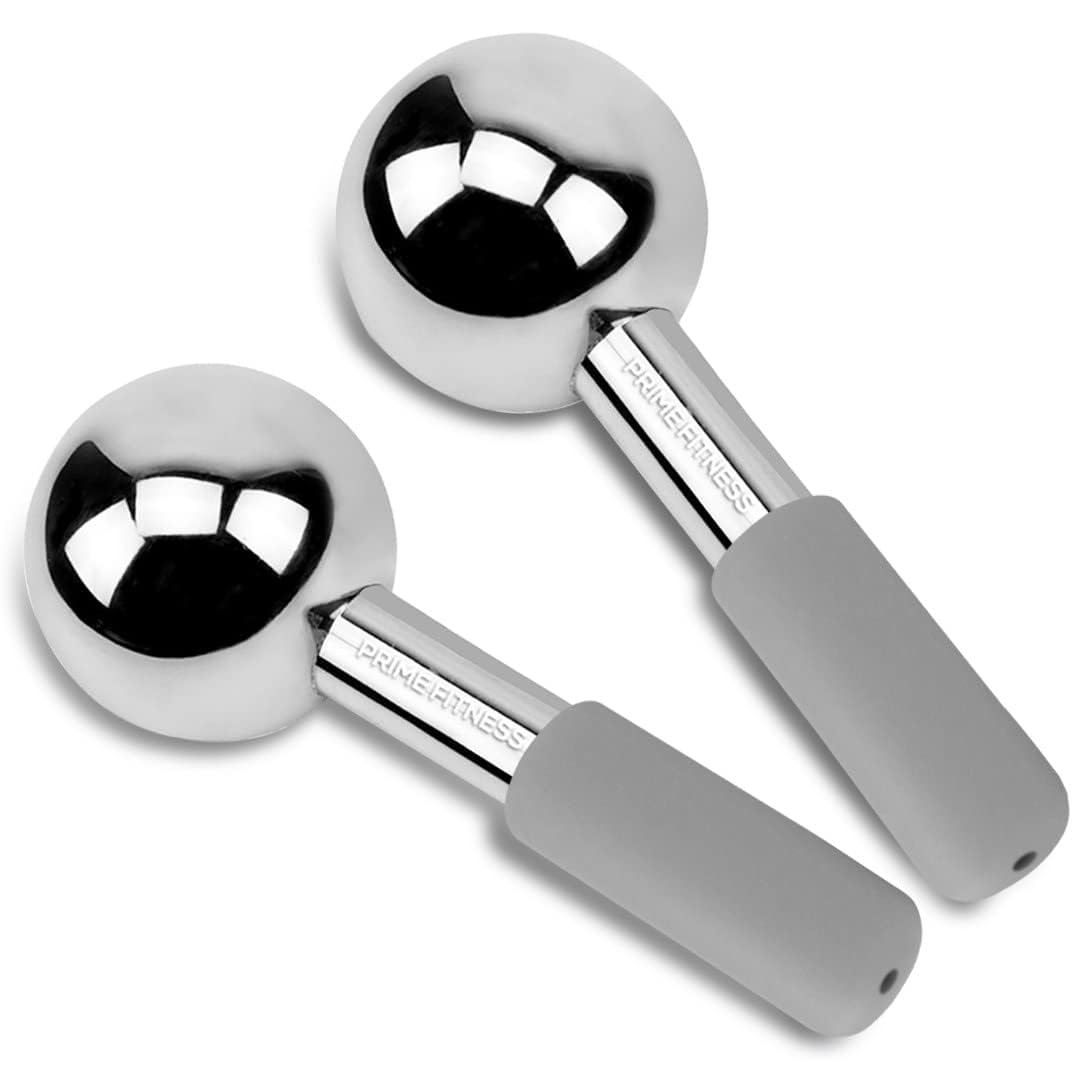 Cryo Facial Ice Globes – Unbreakable Stainless Steel Cooling Roller & Massager for Face, Neck & Eyes | Reduces Dark Circles, Puffiness, Wrinkles & Boosts Collagen | Perfect for Morning Routine, Spa Days & Post-Workout Recovery (Gray)