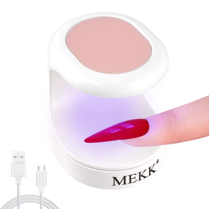 MEKK Mini UV LED Nail Lamp - 16W Portable Gel Nail Dryer for Professional Nail Art | Fast Curing for Gel Polish & Acrylic Nails | Perfect for Home Manicures & Salon Use (Pink)
