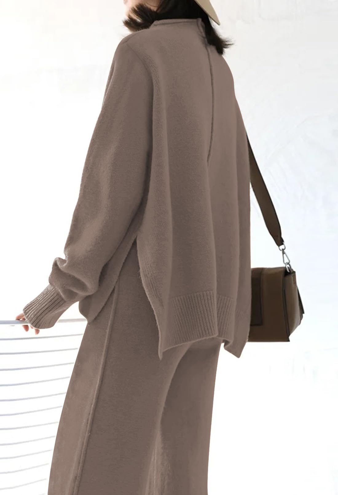 Linsery Women's 2-Piece Knit Sweater Set - High Neck Pullover & Wide Leg Lounge Pants | Cozy Winter Outfit for Home, Office & Casual Wear