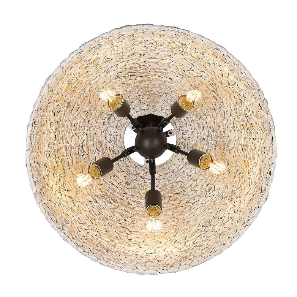 Remi 5-Light Woven Rattan Pendant Lighting Fixture - Modern Boho Ceiling Light for Dining Room, Kitchen Island & Bedroom