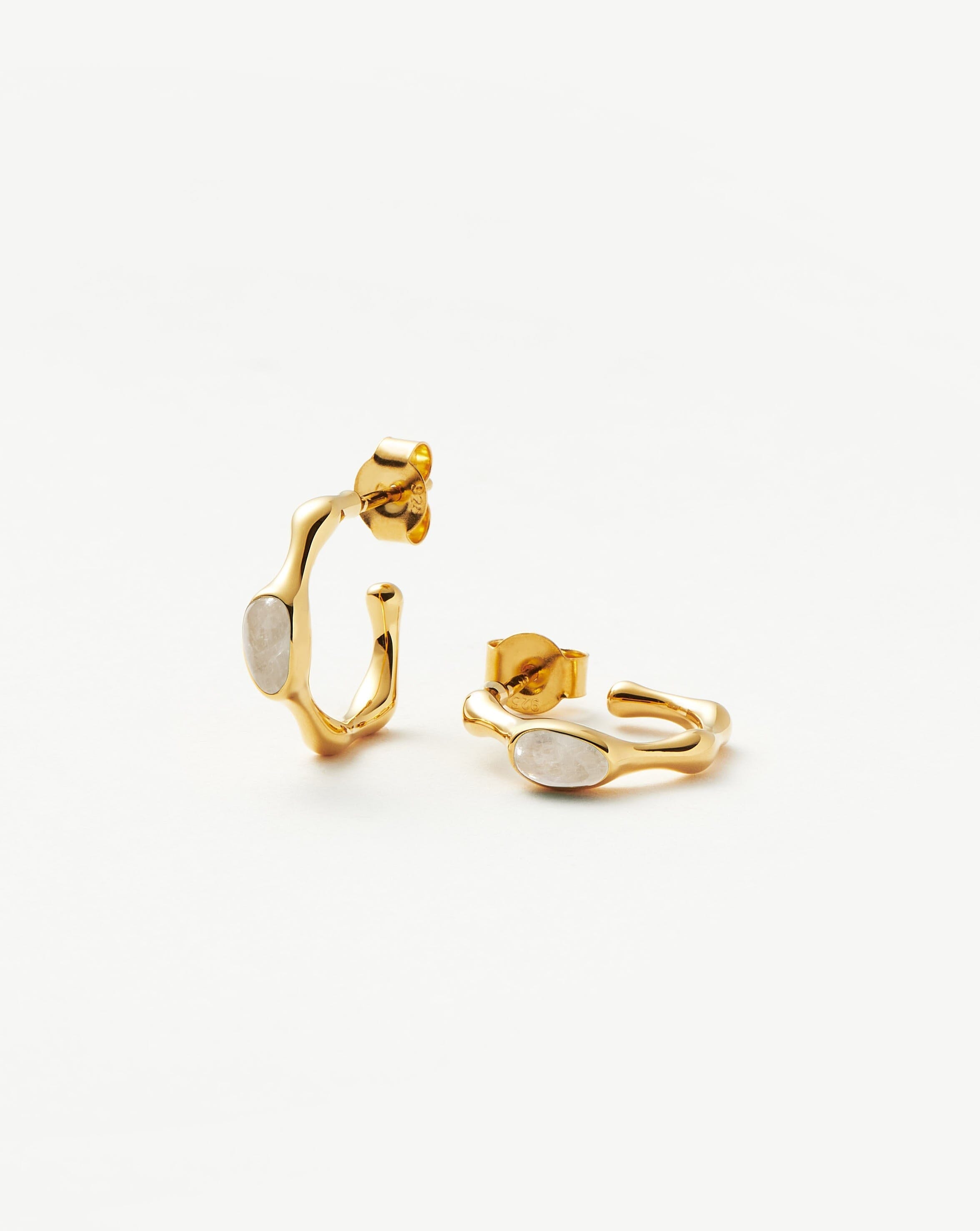 Magma Gemstone Small Hoop Earrings - 18k Recycled Gold Vermeil on Recycled Sterling Silver | Dainty Everyday Jewelry for Women, Perfect for Work & Date Night