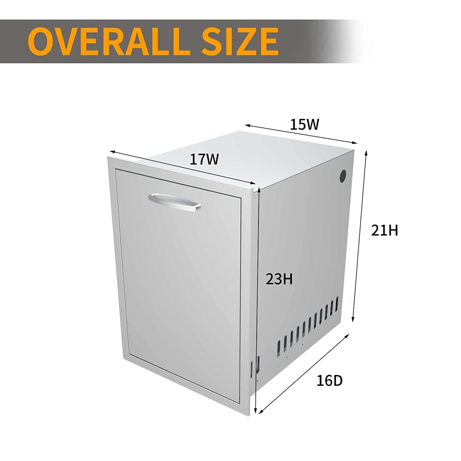 Stainless Steel Pull-Out Trash Drawer for BBQ Grill Station - 17