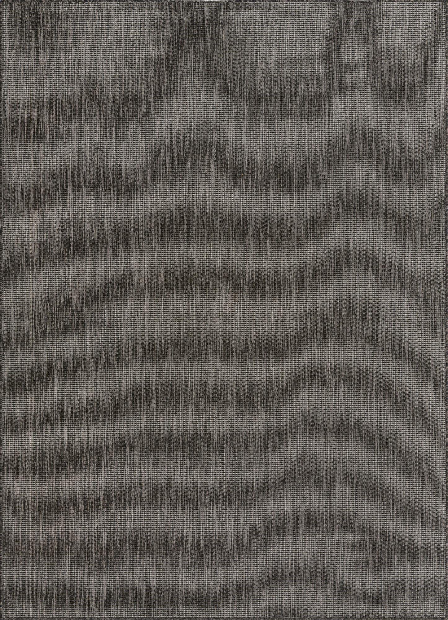 Premium 7' x 10' Black Flatweave Outdoor Rug - Durable Solid Collection for Patio, Deck & Garden - Perfect for Bedrooms, Living Rooms & Dining Areas