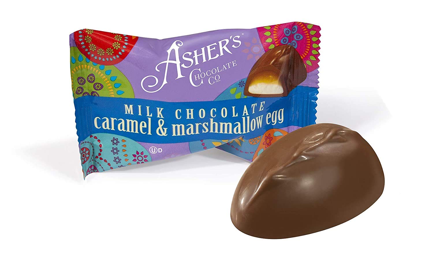 Asher's Premium Kosher Milk Chocolate Covered Eggs - Small Batch Handcrafted Caramel & Marshmallow Filled Chocolates (18 Individually Wrapped Pieces) - Family Owned Since 1892 - Perfect for Easter Gifts, Holiday Treats & Dessert Platters