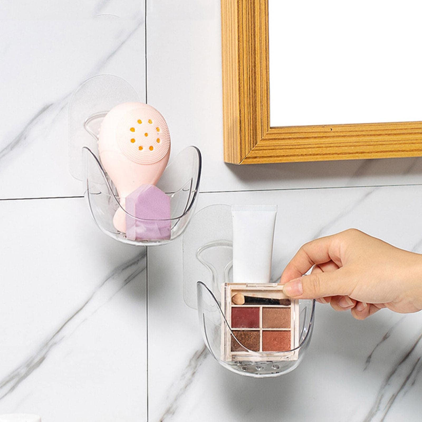 ZSQSM 2-Pack Hanging Bathroom Organizer - No Drill Wall Mount Plastic Storage Rack for Beauty Tools | Waterproof & Moisture Resistant | Perfect for Small Bathrooms, Showers & Vanity Organization