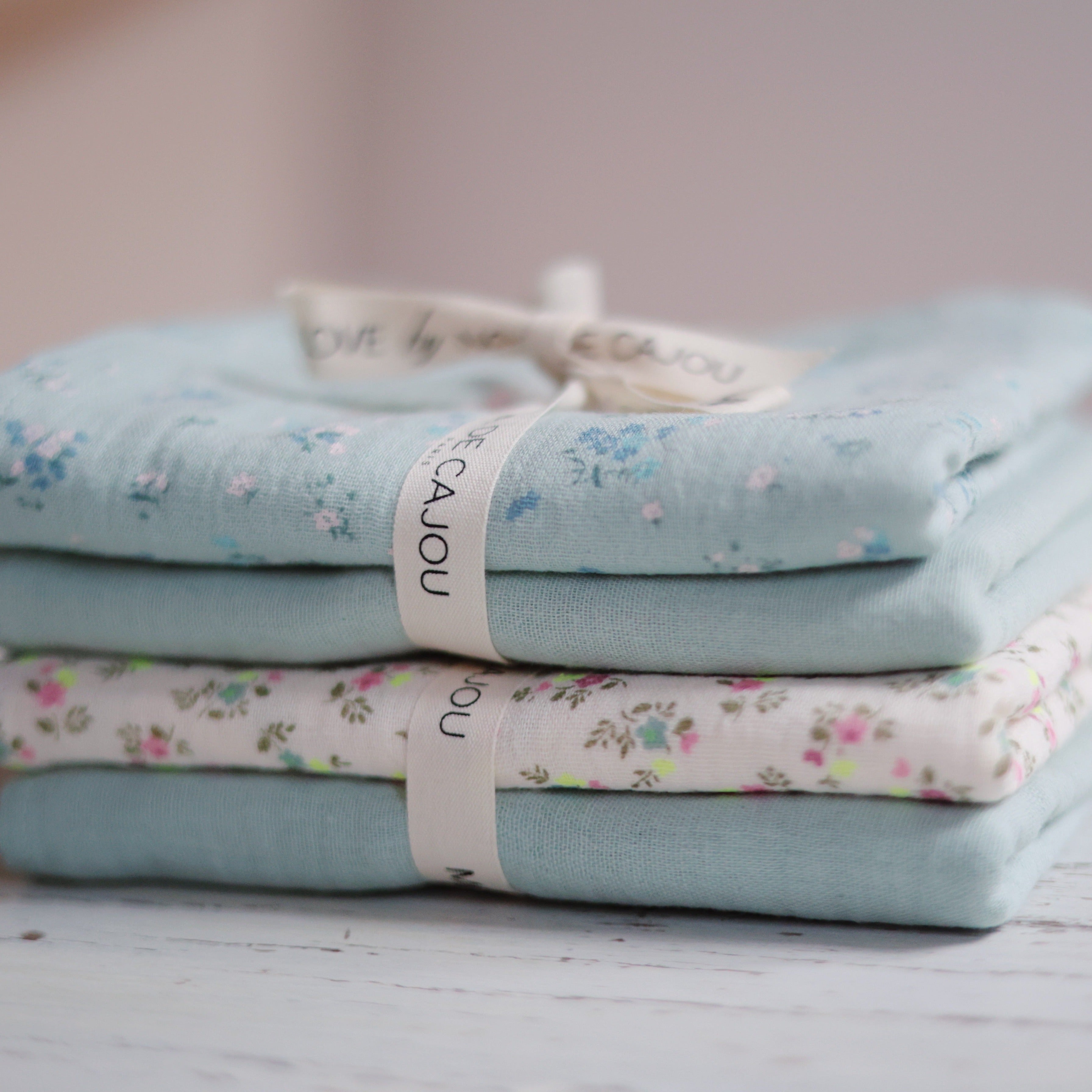 Organic Cotton Baby Swaddle Blankets - Set of 2, Green Floral Design | Soft Newborn Wraps for Sleeping, Swaddling & Photography | Perfect Baby Shower Gift