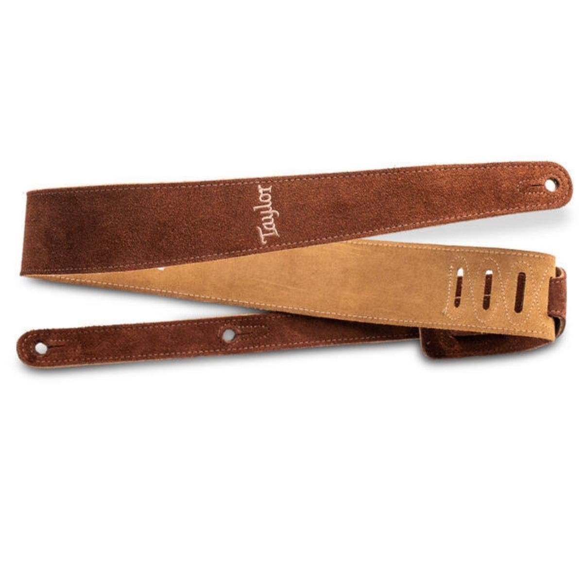 Taylor Guitars Chocolate Suede Logo Guitar Strap - Premium Leather Guitar Strap for Acoustic & Electric Guitars - Perfect for Performances, Studio Recording & Travel