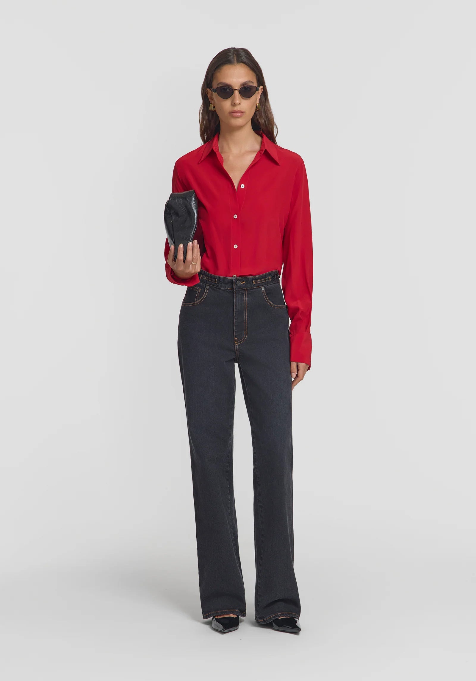Antidote Silk Shirt in Flamenco Red | Elegant Women's Blouse for Office Wear & Evening Events