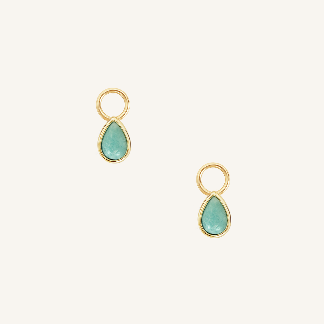 Amazonite Gemstone Hoop Earrings Set of 2 - Dainty Bohemian Jewelry for Women - Perfect for Everyday Wear, Office & Date Night