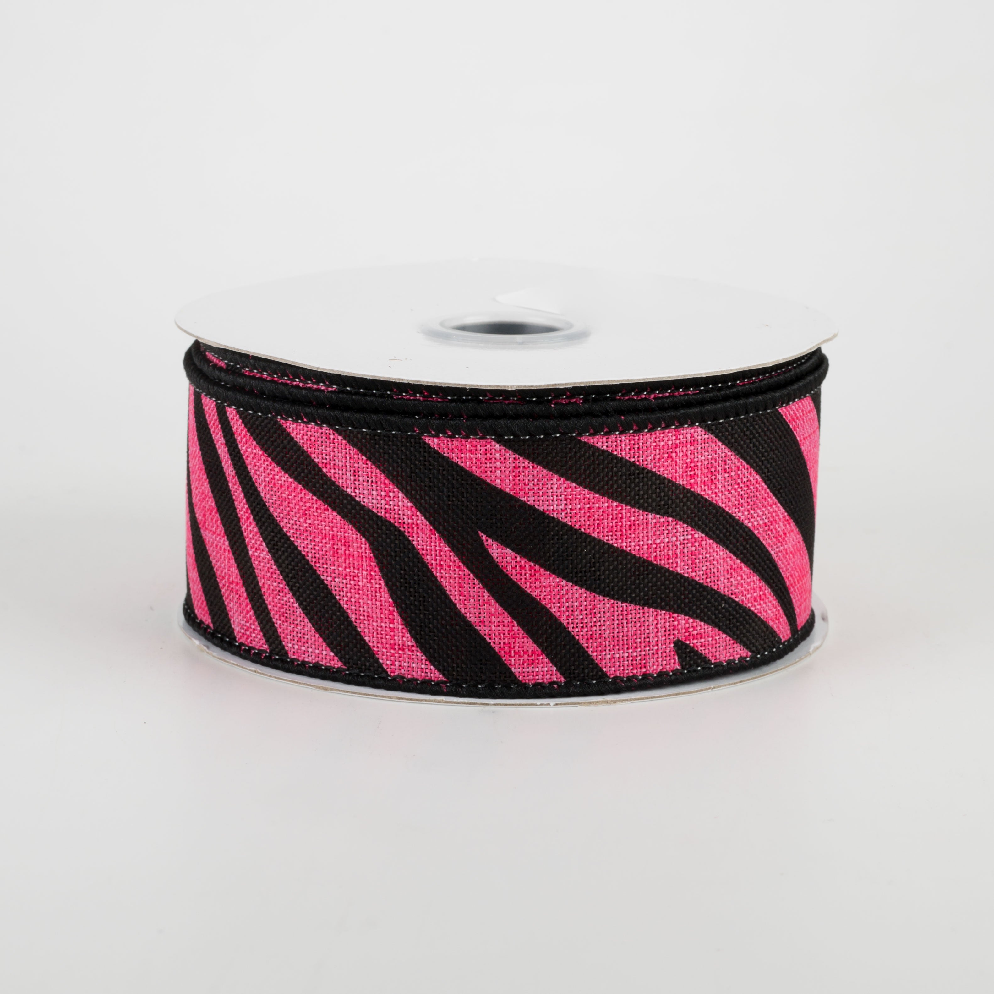 1.5 Inch Animal Print Ribbon - Hot Pink & Black Stripes (10 Yards) for Gift Wrapping, Crafts, and DIY Projects