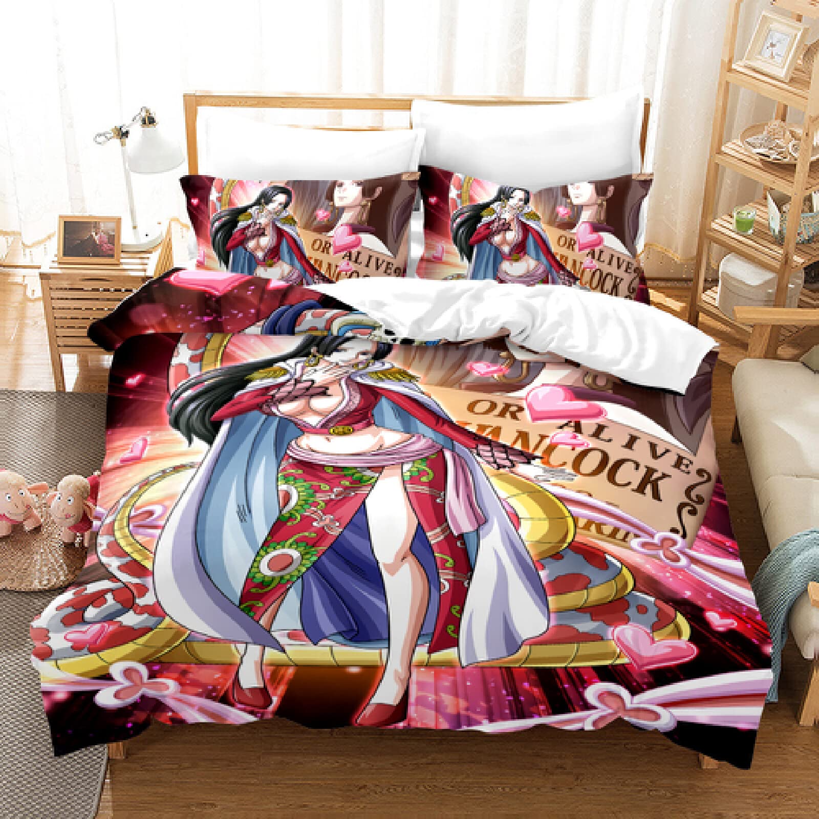 One Piece Anime Bedding Set - Luffy & Zoro Queen Size 3-Piece Duvet Cover Set (79x90 Inches) with 1 Duvet Cover + 2 Pillowcases - Perfect for Kids' Rooms, Anime Themed Bedrooms & Cosplay Decor